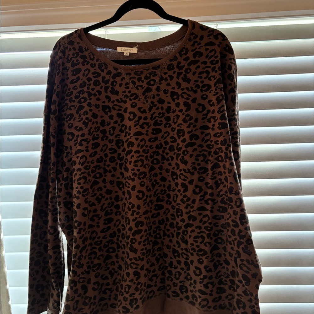 Z Supply Brown Leopard Print Top
